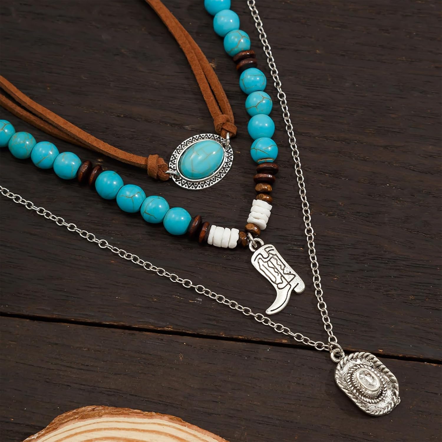 HUASAI Western Necklaces Jewelry for Women Turquoise Necklace Cowgirl Jewelry for Rodeo & Country Concert Outfits Teal Western Accessories with Bull Head Pendant Boho Dresses - Image 5