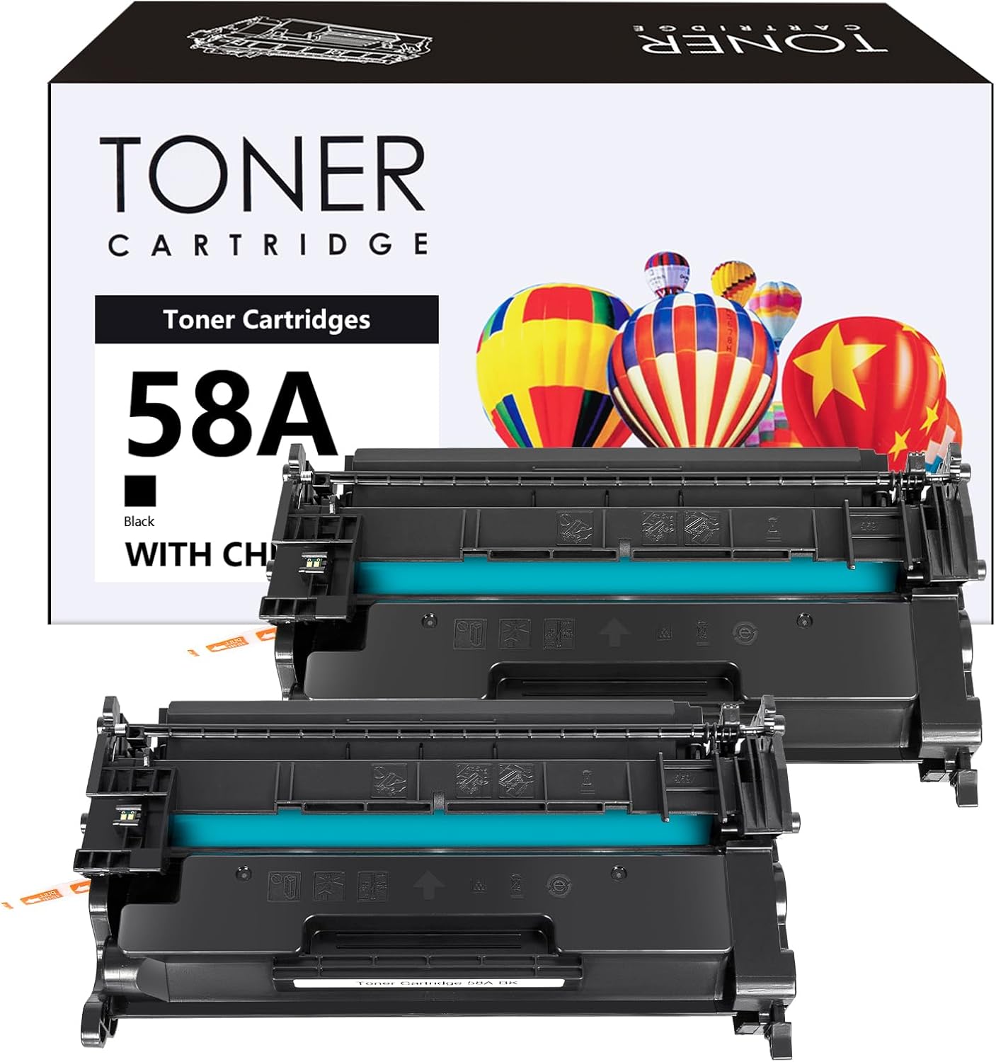 58A CF258A Toner Cartridge Black 58X CF258X 2 Pack with Chip Compatible for 58X CF258X 58A CF258A Toner Cartridge for Use in LaserJet Pro M404n M404dn MFP M428fdw M428fdn M428dw Printer Ink