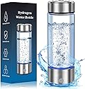 Hydrogen Water Bottle Generator - Portable Hydrogen Water Ionizer Machine SPE PEM Tech, Rechargeable Hydrogen Rich Water Glass Bottle for Home Gym Office and Travel Hydrogen Bottle