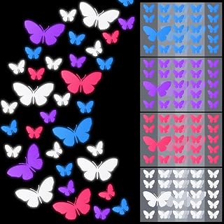 Motipuns 12 Pcs Butterfly Reflective Decal, Vinyl Colorful Waterproof Safety Warning Stickers for DIY Helmet, Motorcycle, Bike, Car, Wheelchair, Outdoor Use