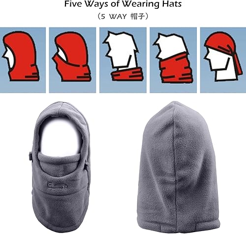 Miniatura 5 de TRIWONDER Sombreros de invierno para niños, pasamontañas, máscara de esquí para niños y niñas, resistente al viento, ajustable, para clima frío,