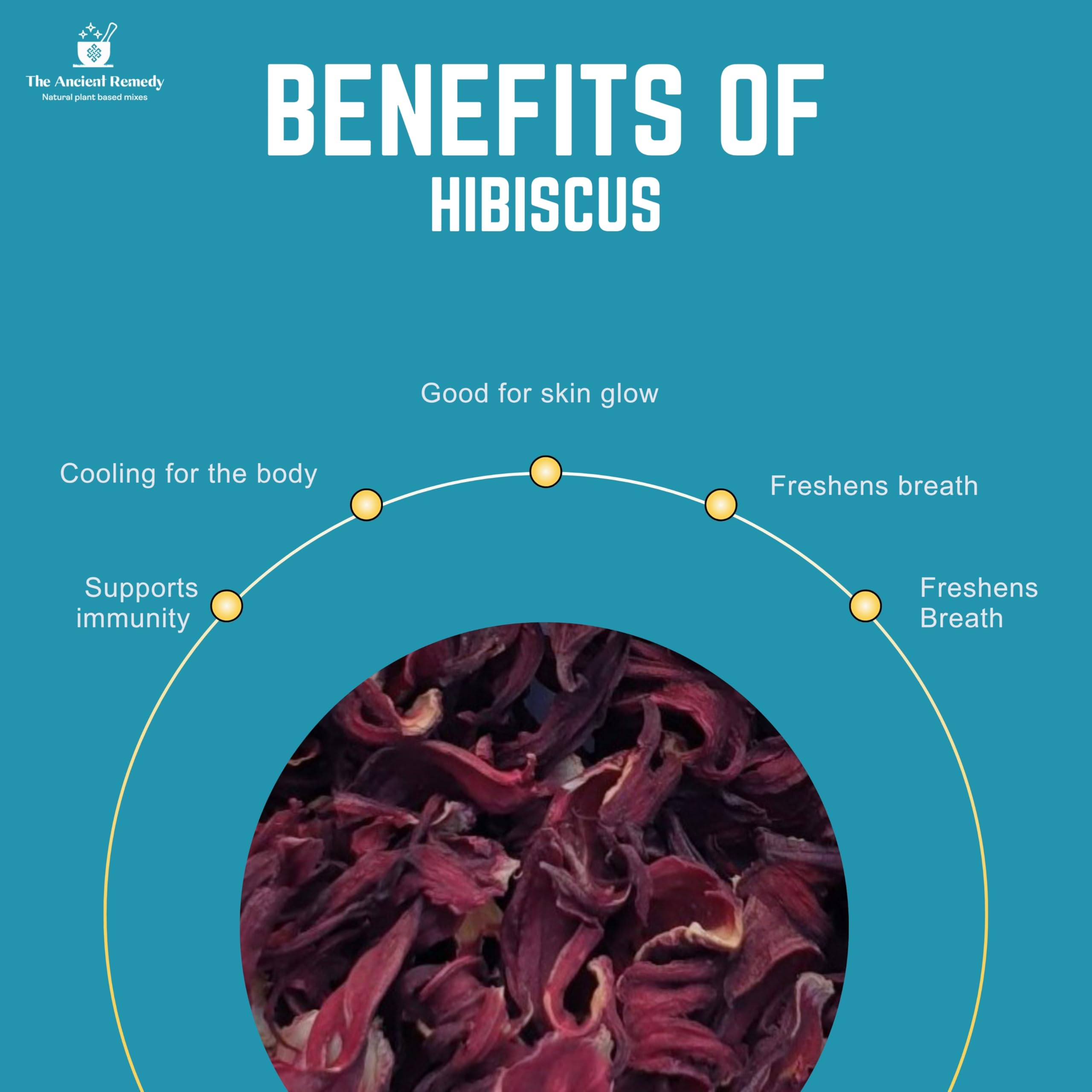 THE ANCIENT REMEDY Dry Hibiscus Flowers Leaves 125g | 100% Natural Sun-Dried Hibiscus | Premium Herbal Tea Ingredient | DIY Hair Care & Skin Care Ingredient | Dried Floral Botanical for Crafts, Infusions & Home Use 2