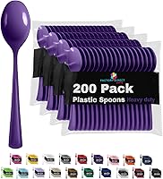 Vista 19 de Party Solids Cucharas de plástico naranja, 200 piezas, cucharas naranjas, utensilios desechables, juego de cubiertos de plástico resistente