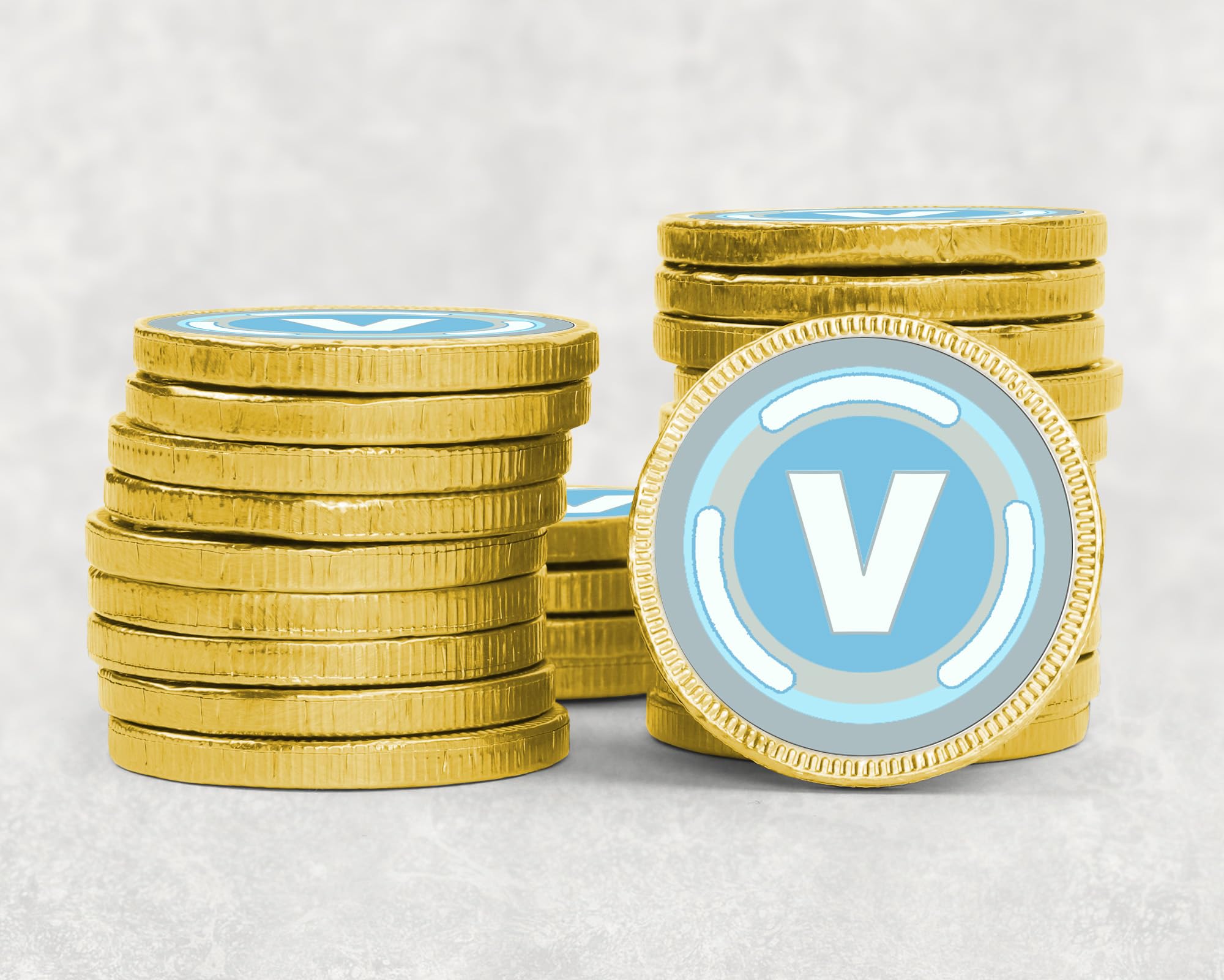 Personalised V Bucks Vee Birthday Chocolate Coins Gold Foil Party |  Desertcart INDIA
