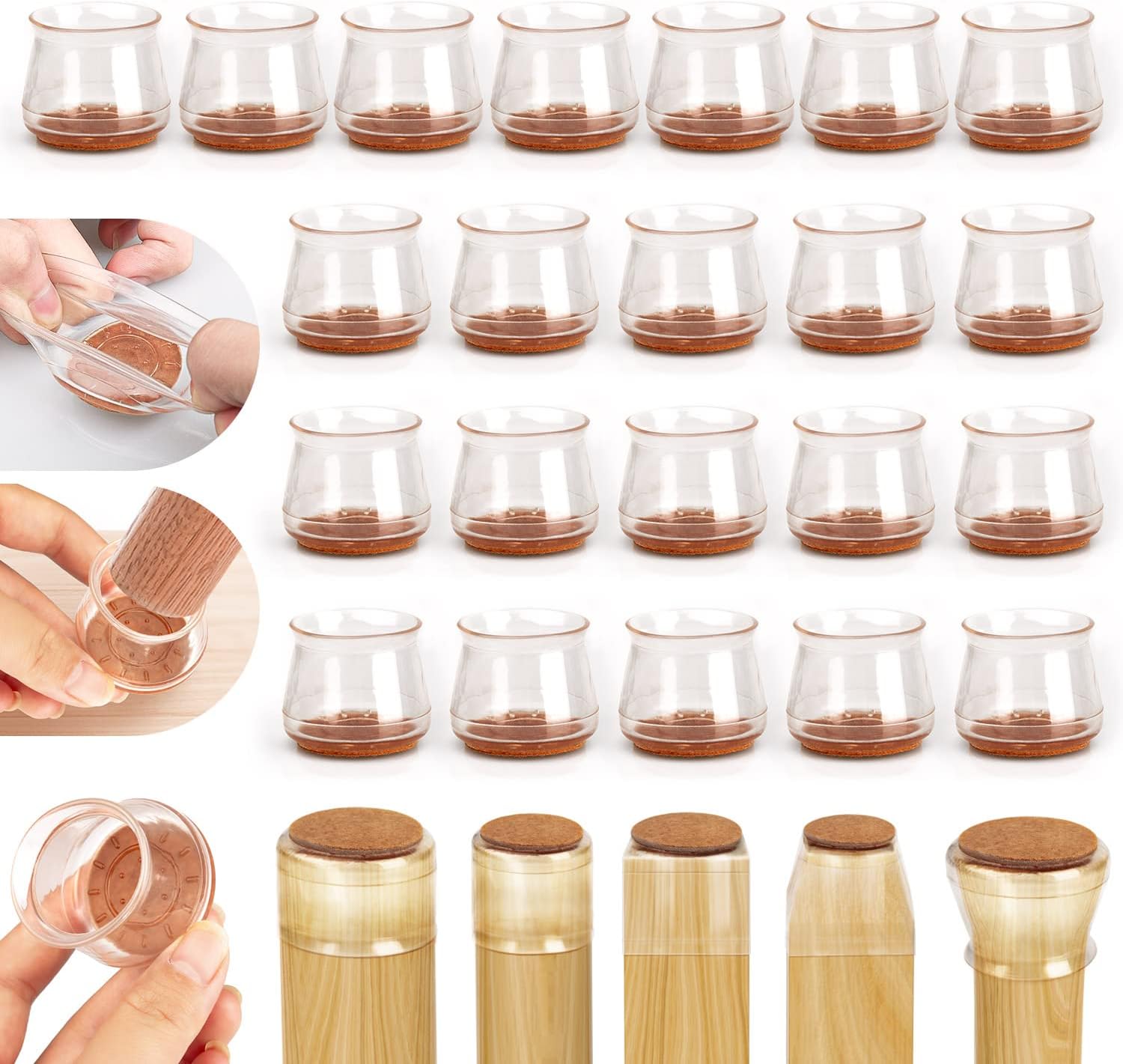 36pcs Chair Leg Floor Protectors Silicone Chair Leg Caps Covers Protectors for Hardwood Floors Chairs Furniture - to Prevent Floor Scratches and Reduce Noise