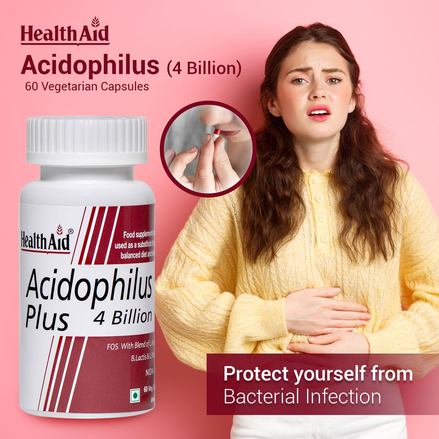 Healthaid probiotics supplement acidophilus plus 4 billion cfu | Attestinal health supplements with prebiotics and probiotics. Daily intestine cleaning and digestive health supplements | 60 Vegetarian Capsules Healthaid probiotics supplement acidophilus plus 4 billion cfu | Attestinal health supplements with prebiotics and probiotics. Daily intestine cleaning and digestive health supplements | 60 Vegetarian Capsules