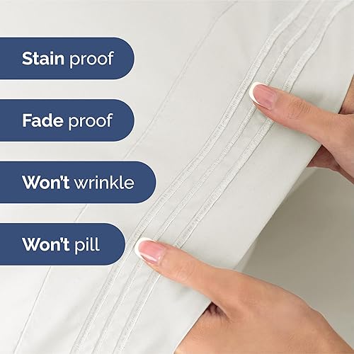 Vista 1480 de Juego de sábanas de 4 piezas tamaño king, extrasuaves, transpirables y refrescantes con esquinas profundas, sábanas de fácil ajuste y sin arrugas