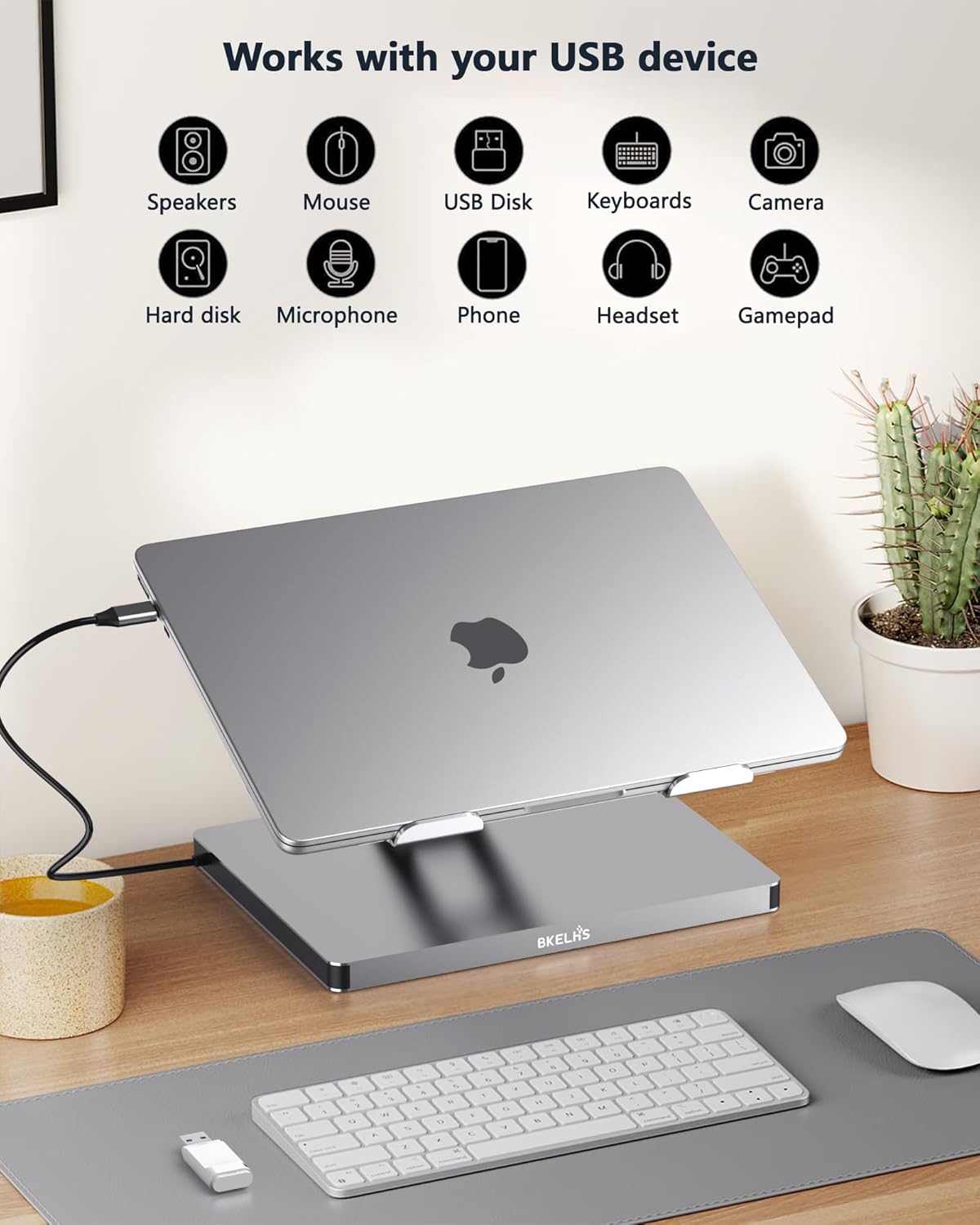 USB C Hub Stand for MacBook Pro, 10 in 1 Adapter for MacBook Air Docking Station with 4K 60Hz HDMI, RJ45 Gigabit Ethernet, SD/TF Card Reader, 4 USB 3.0 for iPad/Dell HP/Surface/Lenovo Laptop Dock