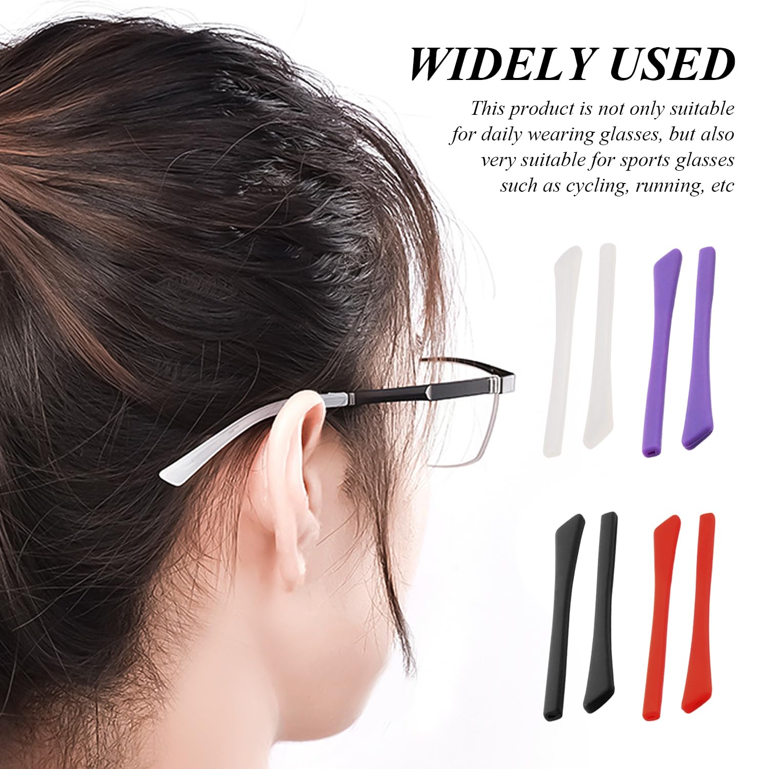 10 Paia di Coprigambe per Occhiali in Silicone Morbido, Coprigambe per Occhiali Elastici Antiscivolo, Accessori per Il Fissaggio degli Occhiali, Adatti per L'Uso Quotidiano, Fitness, Ciclismo.