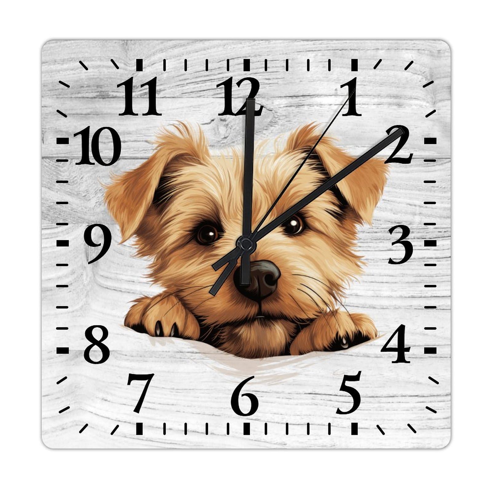 Horloge Norfolk Terrier déco cuisine et salon moderne 38 cm