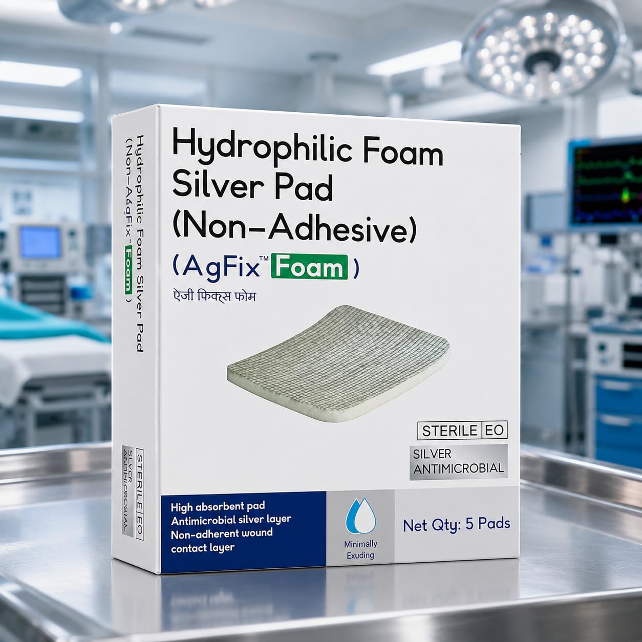Foam Silver Wound Dressing, AGFIX Dyna Size : 5x5cm, pack of 5-image-44