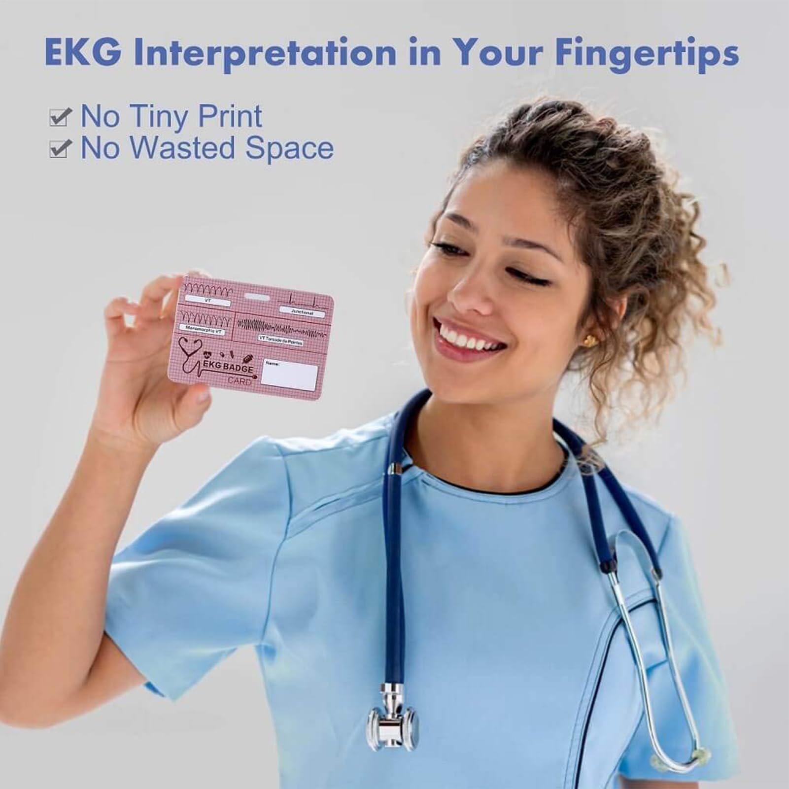 Riferimento badge ECG - Flashcard infermieristica, tre pezzi ECG, guida al ritmo cardiaco, tabella di informazioni rapide cliniche, strumento di valore del laboratorio medico | Scheda di