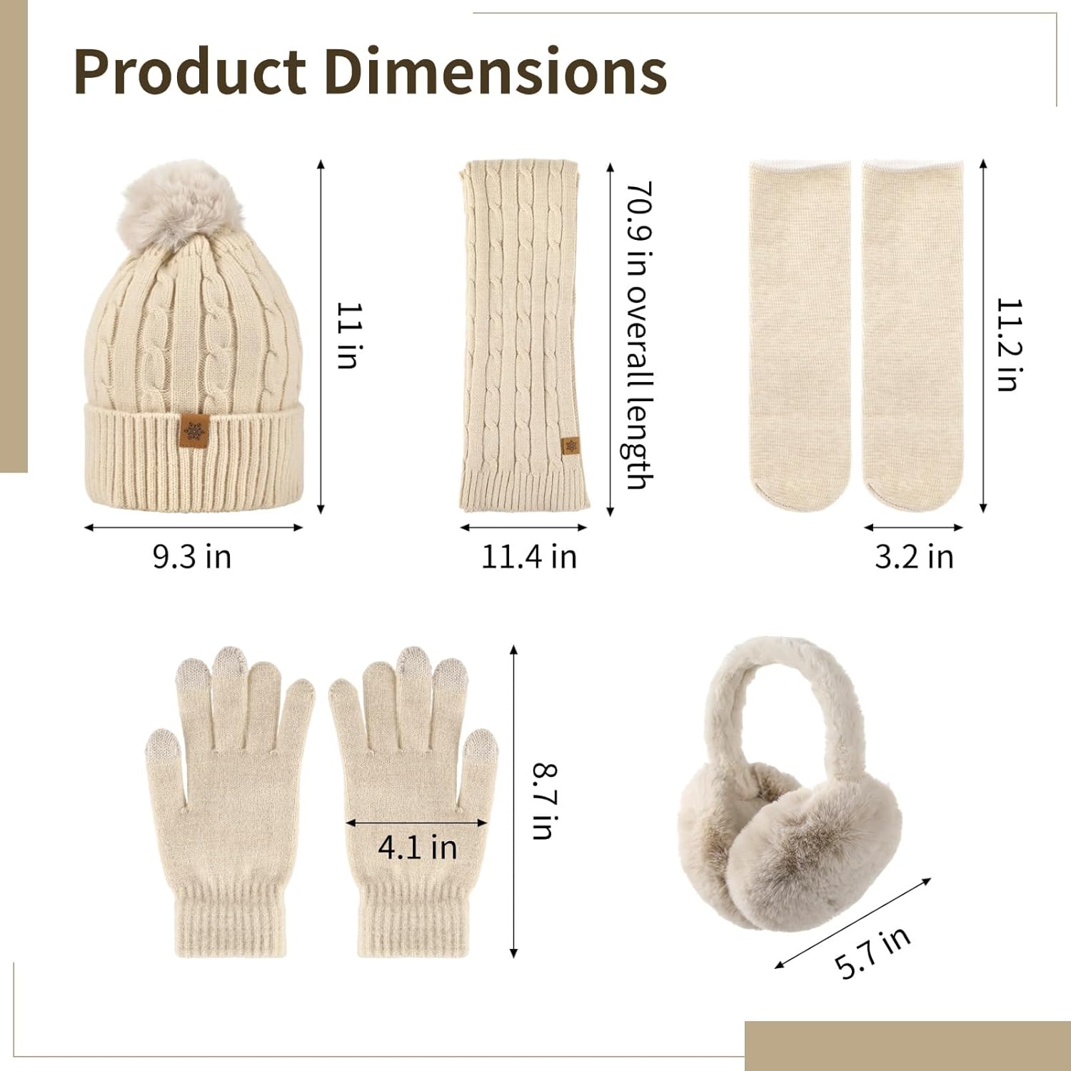 Winter Hat Scarf Gloves Set for Women, Beanie and Scarf Gloves Set Winter Gifts for Unisex Adult - Image 6