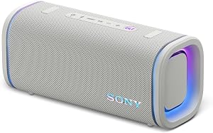 Sony ULT Field 5, Altavoz portátil Bluetooth Potente, 25 H de batería, 2 Modos ULT Power Sound, Resistente al Agua y al Polvo, 360 Luces, Correa Extraible para el Hombro, Compacto, Blanco Marfil