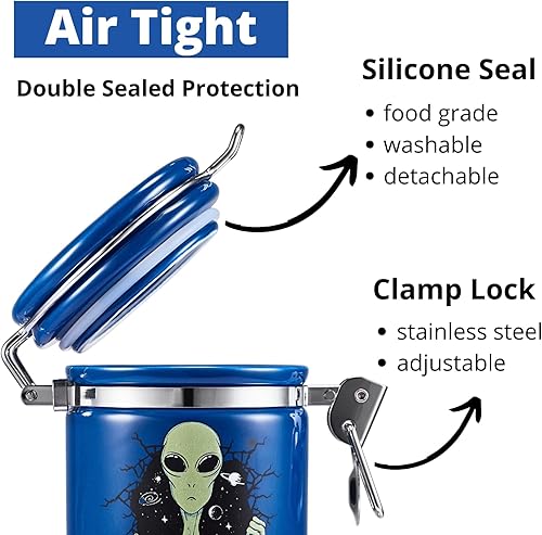 Miniatura 3 de Alien - Tarro a prueba de olores, media onza (8.5 fl oz), espacio separado para paquete de humedad para mantener las hierbas frescas durante meses,