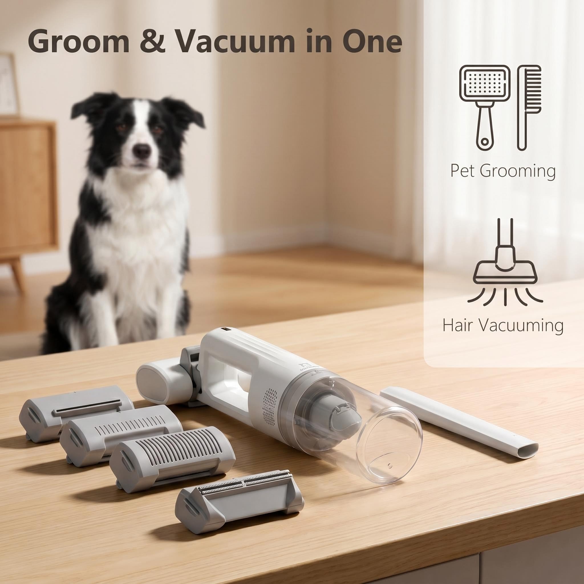 Haustierbürste mit Vakuum | 5-in-1 Haarausfall- & Vakuum-Werkzeug-Sets | DELOMENPA Haustierbürste mit Vakuum | 5-in-1 Haarausfall- & Vakuum-Werkzeug-Set