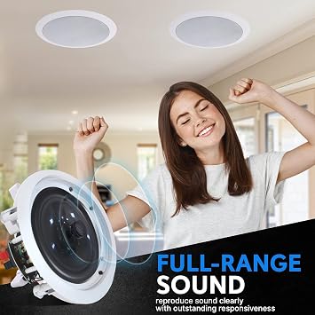 Home Theater System Kit 1000 Watts Bluetooth Receiver w/ 6 Qty 5.25 175 Watts Each in-Wall in-Ceiling Speakers & 16 Gauge 250 ft. Speaker Wire Portable Microphone w/Remote Control by Technical Pro