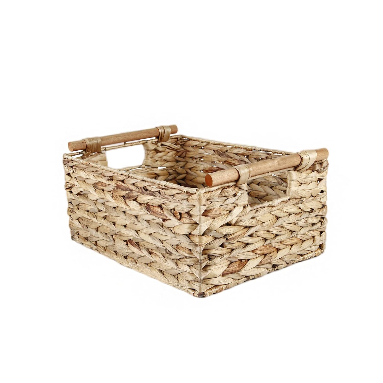 Water Hyacinth Storage Basket HandWoven Storage Baskets with Wooden