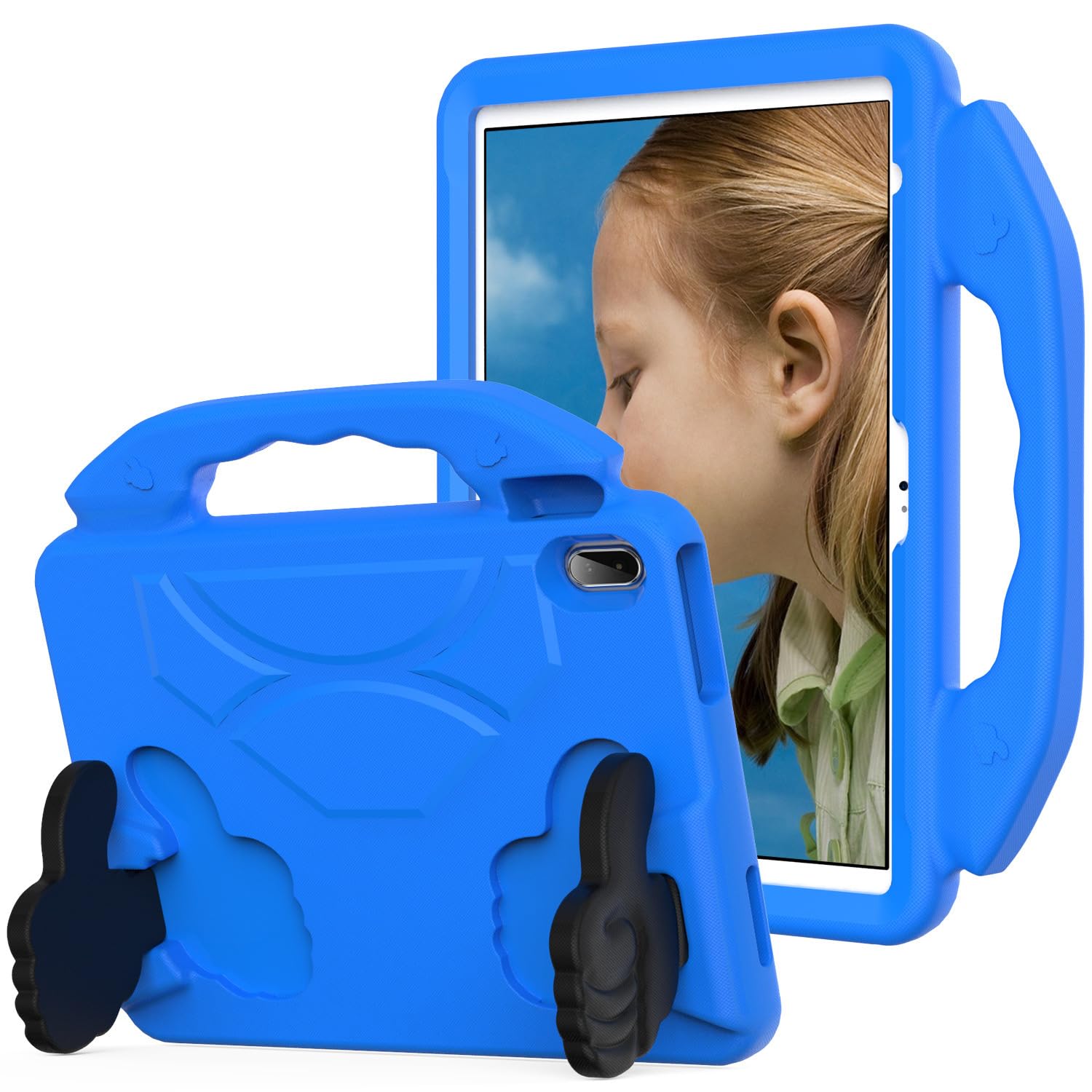 Kids Case for iPad 9th / 8th / 7th Generation, iPad 10.2/10.5" 2021/2020/2019 Kids Light Weight Shockproof Cover with Shoulder Strap & Handle Stand for Apple iPad 10.2/10.5 inch Model (Blue)