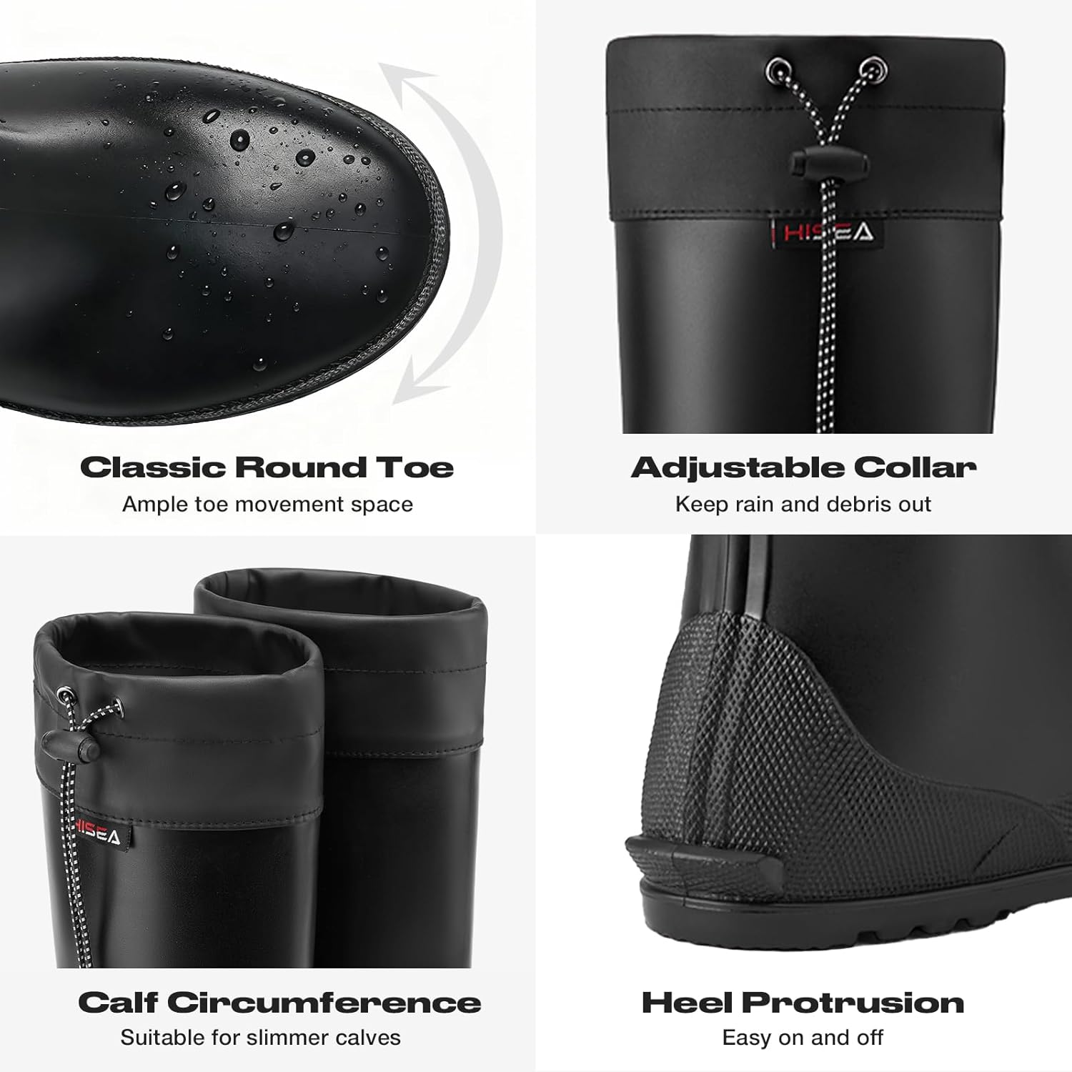 HISEA Women's Rain Boots Knee High Waterproof Packable Rubber Garden Boots, Lightweight Tall Mud Boots for Outdoor - Image 4