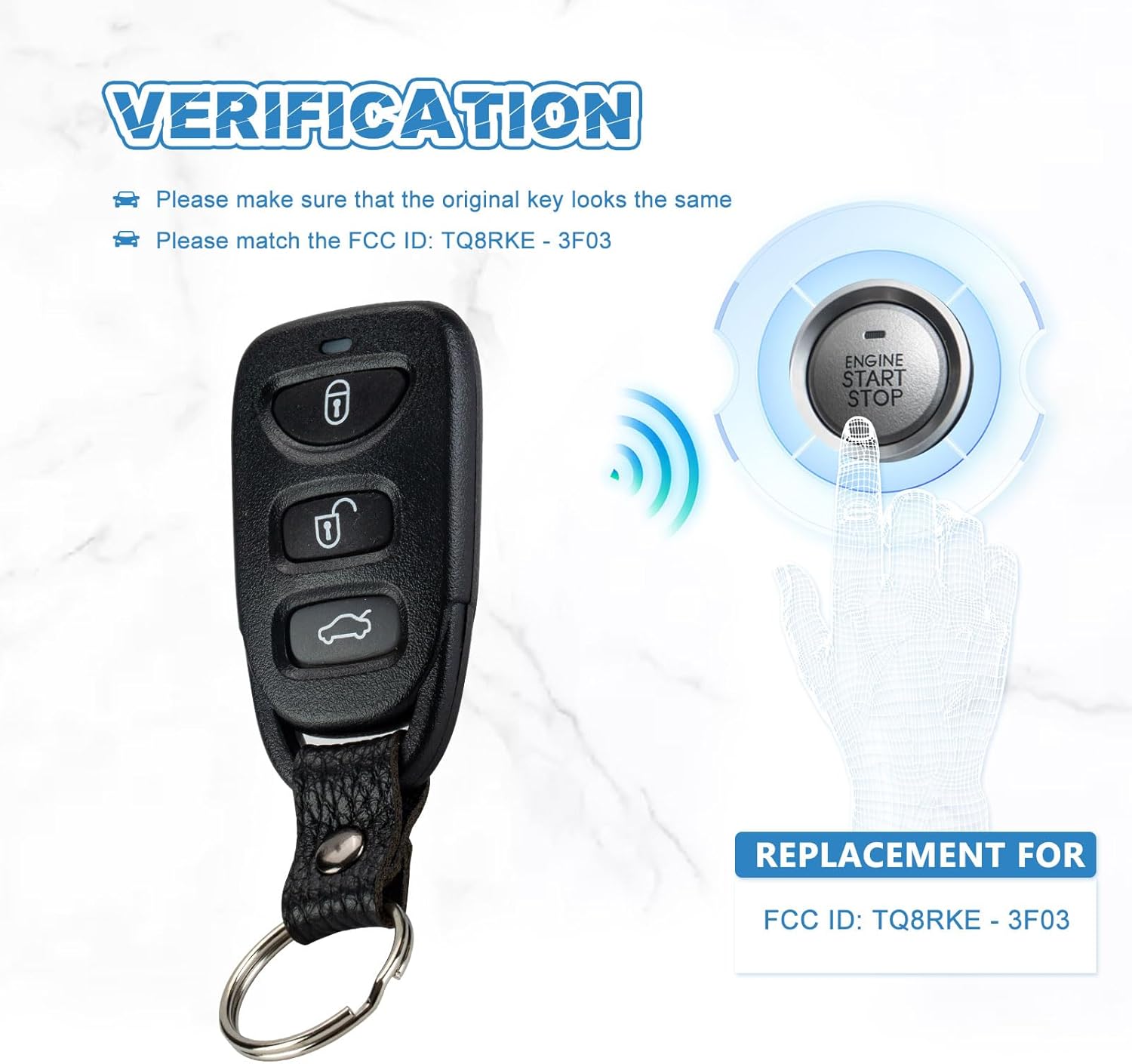 Keyless Entry Remote Control Car Key Fob for 2013, 2014, 2015, 2016, 2017 Hyundai Elantra GT 2011-2014 Accent Remote TQ8RKE-3F03 by NorthAmerica Remote (Pair)