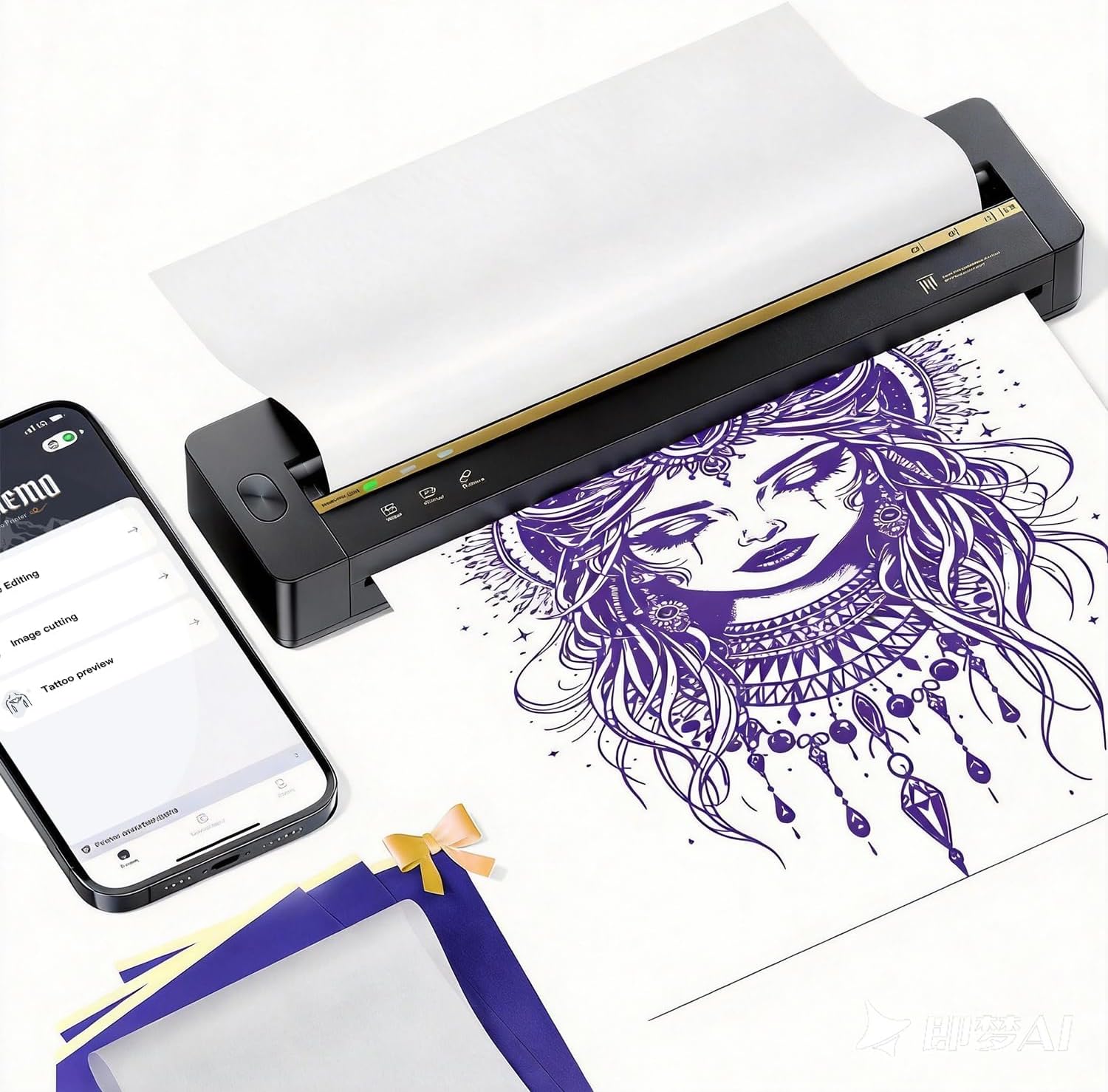 TATTMUSE 2026 Newly Launched Tattoo Stencil Printer for Beginners, Bluetooth Tattoo Printer with 5 Pcs Transfer Paper, Wireless Tattoo Machine for Practice, Compatible with Phone/Tablet/PC