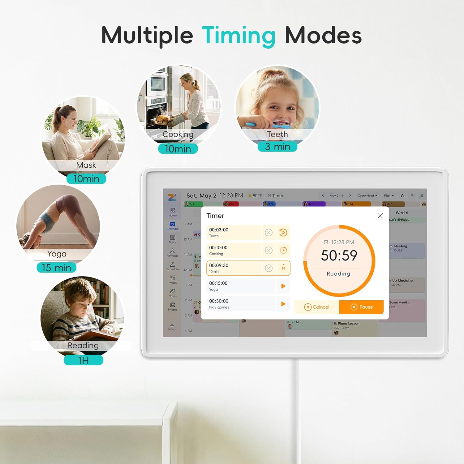 Westsee 15.6" Digital Calendar Frame – Interactive Touchscreen Eletronic Calendars, Smart Family Planner for Schedule, Photo Display, Meals, Chore Chart & Tasks, Wall & Desk Mountable (White)