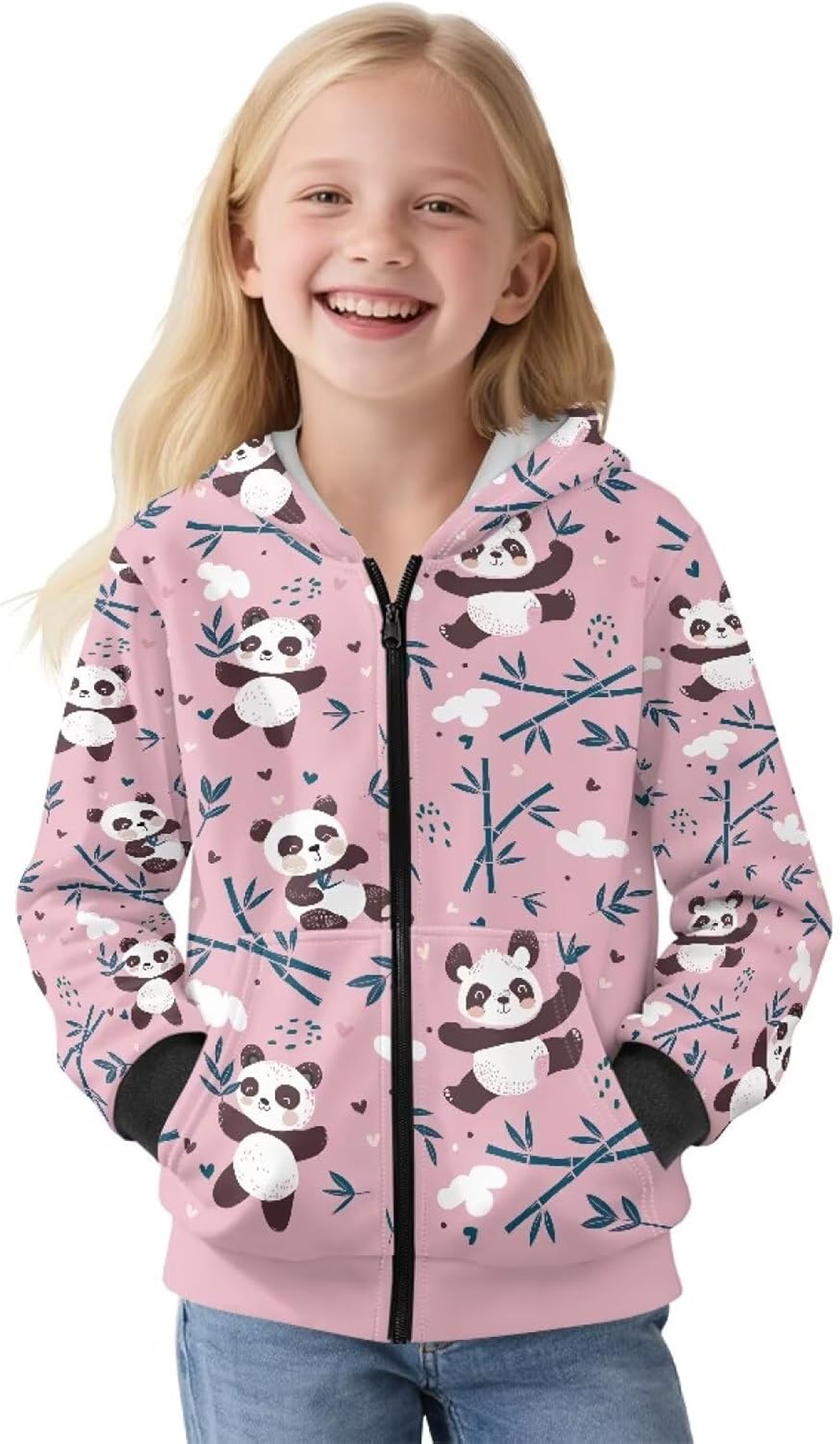 Jackets for Girls Zip Up Hoodies Kids Fall Coat Hooded Sweatshirt Winter Outfit Casual Outerwear 6-16 Years