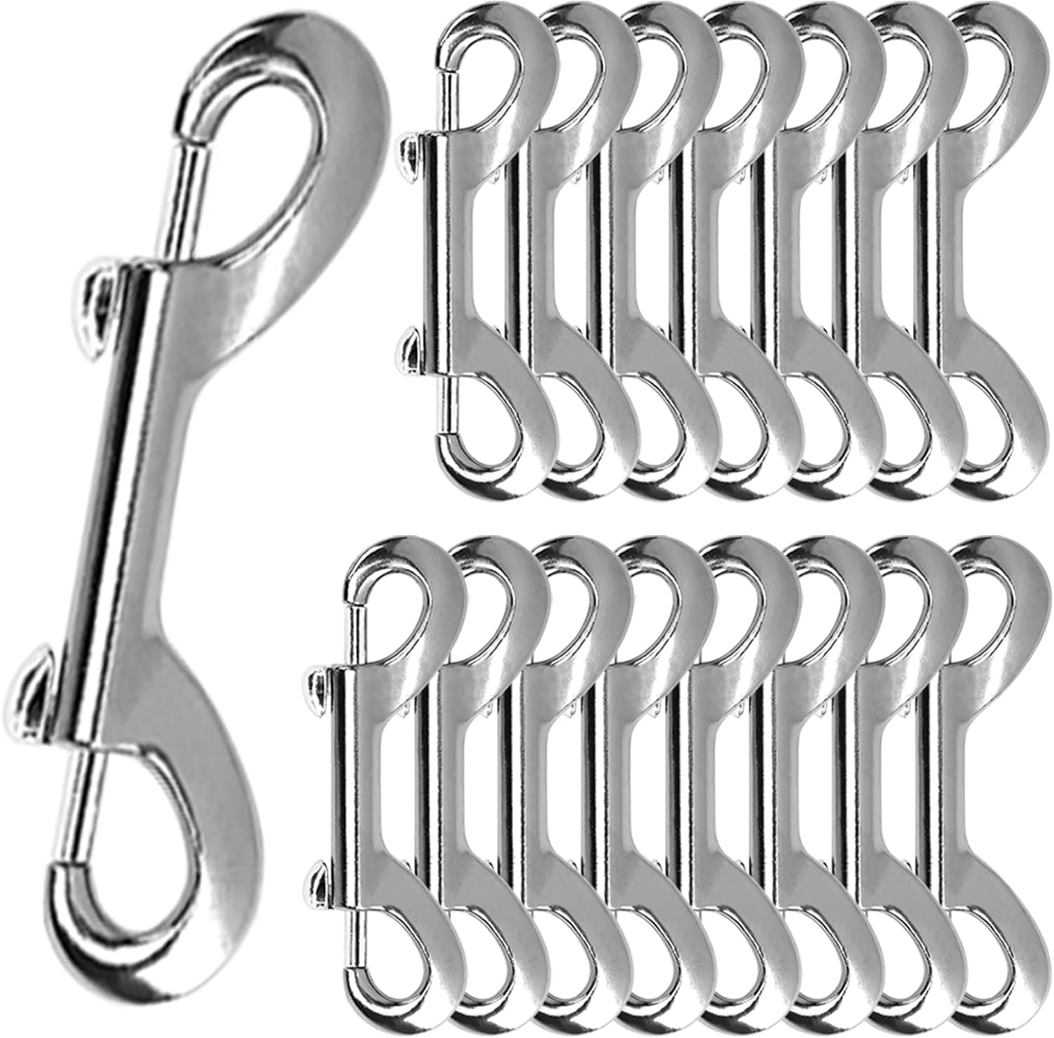 XHMAXE Heavy-Duty Double Ended Bolt Snap Hooks 90 mm Silver 16 Pack