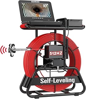 Sewer Camera with 512Hz Sonde Transmitter 7MM Thick Cable 165FT/50M Self-Leveling Pipe Inspection Camera with 10