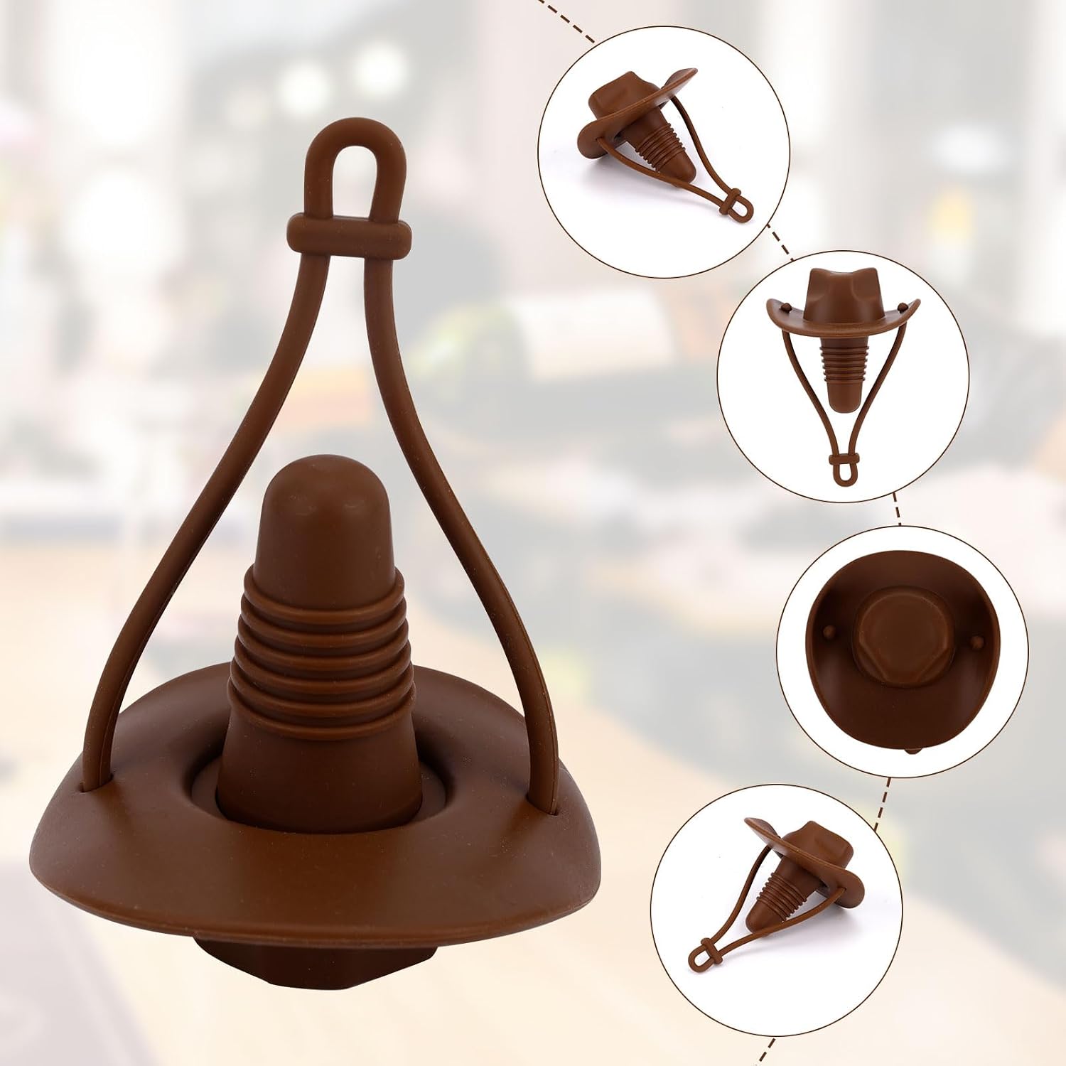 2pcs Cowboy Hat Wine Stopper, Reusable Silicone Wine Bottle Sealer Fun Decorative Topper Novelty Kitchen Gadgets & Bar Accessories for Beer Champagne Whiskey