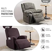 Vista 4 de KinCam Fundas para sillas reclinables, fundas elásticas para sillas reclinables, fundas de sofá, fundas de sofá a rayas jacquard para sillas