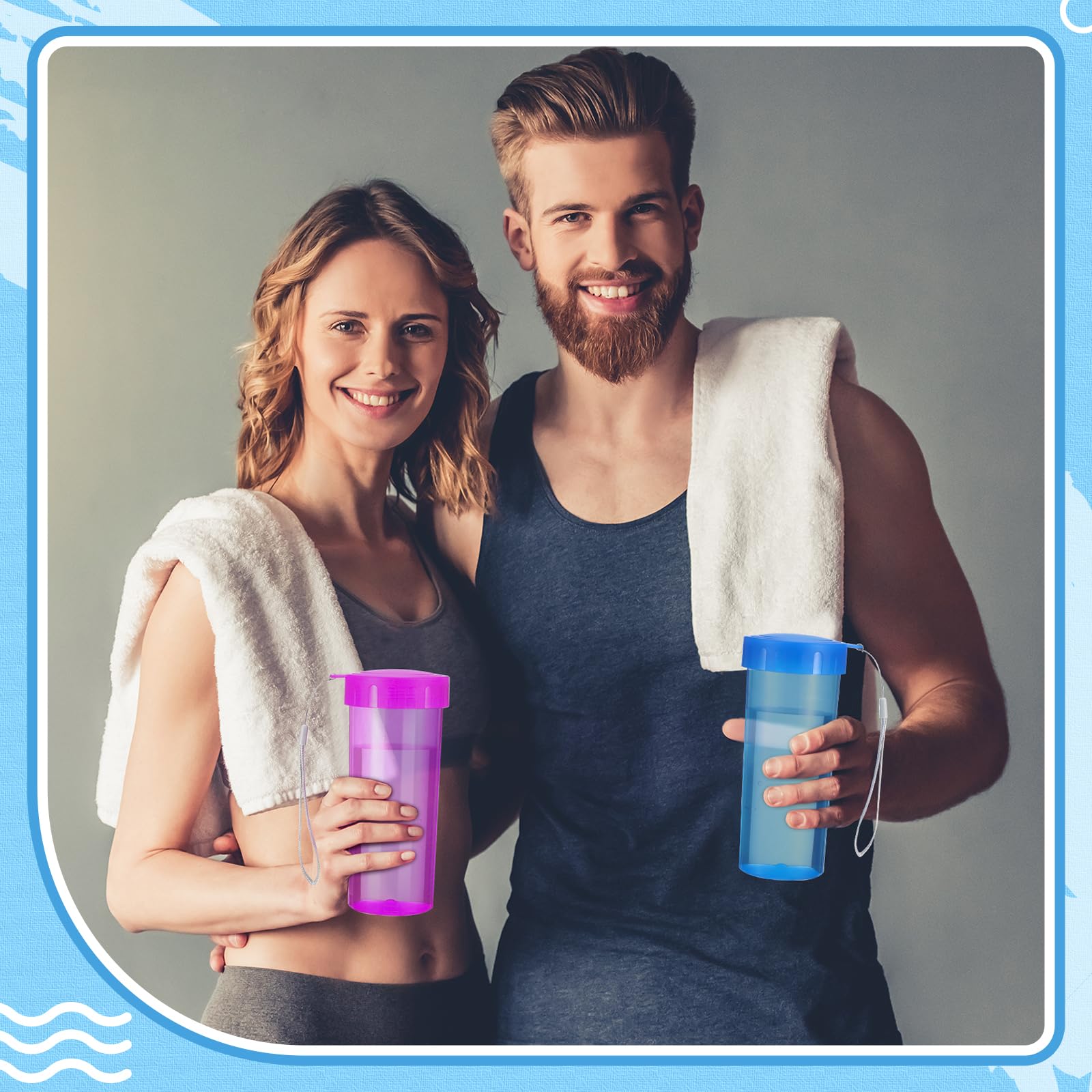 Nuogo 20 Stück Sport-Wasserflaschen – 500 Ml, Auslaufsicher, Wiederverwendbar, Farbmix (Rosa, Blau, Grün, Lila)