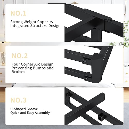 Miniatura 5 de Queen Box Spring - SomierBase de colchón de metal resistente de 6 pulgadas con cubierta de tela fácil de limpiar, sin ruido, fácil montaje