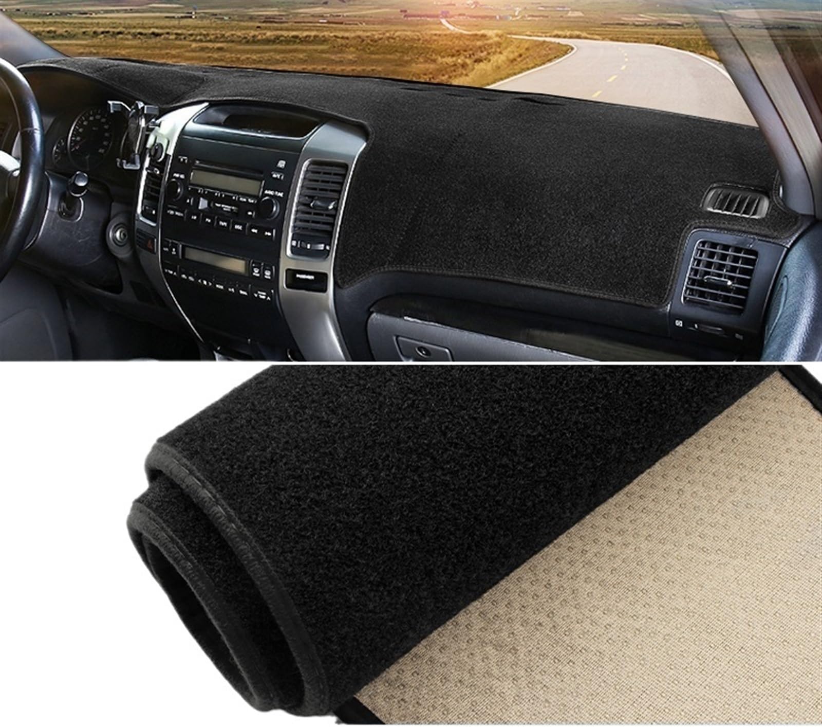 Dash Board Cover Mat For Toyota For Land For Cruiser For Prado 120 J120 2003-2006 2007 2008 2009 Car Dashboard Cover Avoid Light Pad Anti-UV Car Dashboard Cover Mat(A LHD Black Side)