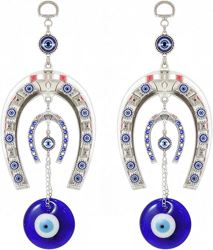 TIED RIBBONS Colgante contra el mal de ojo para tablero de instrumentos de automóvil, metal, 2 juegos, 10 pulgadas, decoración de mal de ojo