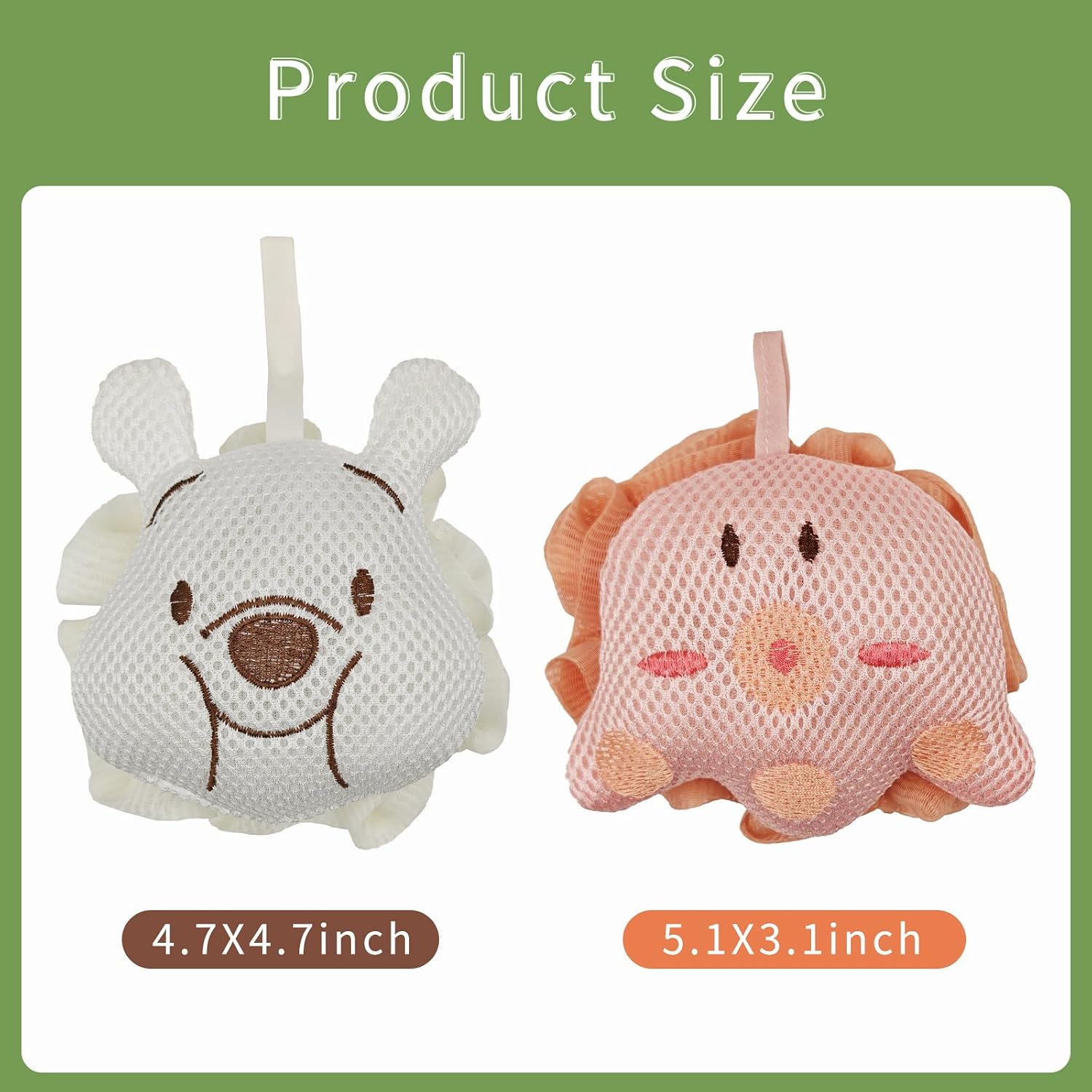 Kids Loofah,Cute Octopus & Bear Bath Sponge,Double-Layer Soft Mesh Loofah for Kids,Gentle Exfoliating Body Scrubber with Rich Foam for Boys & Girls image 2