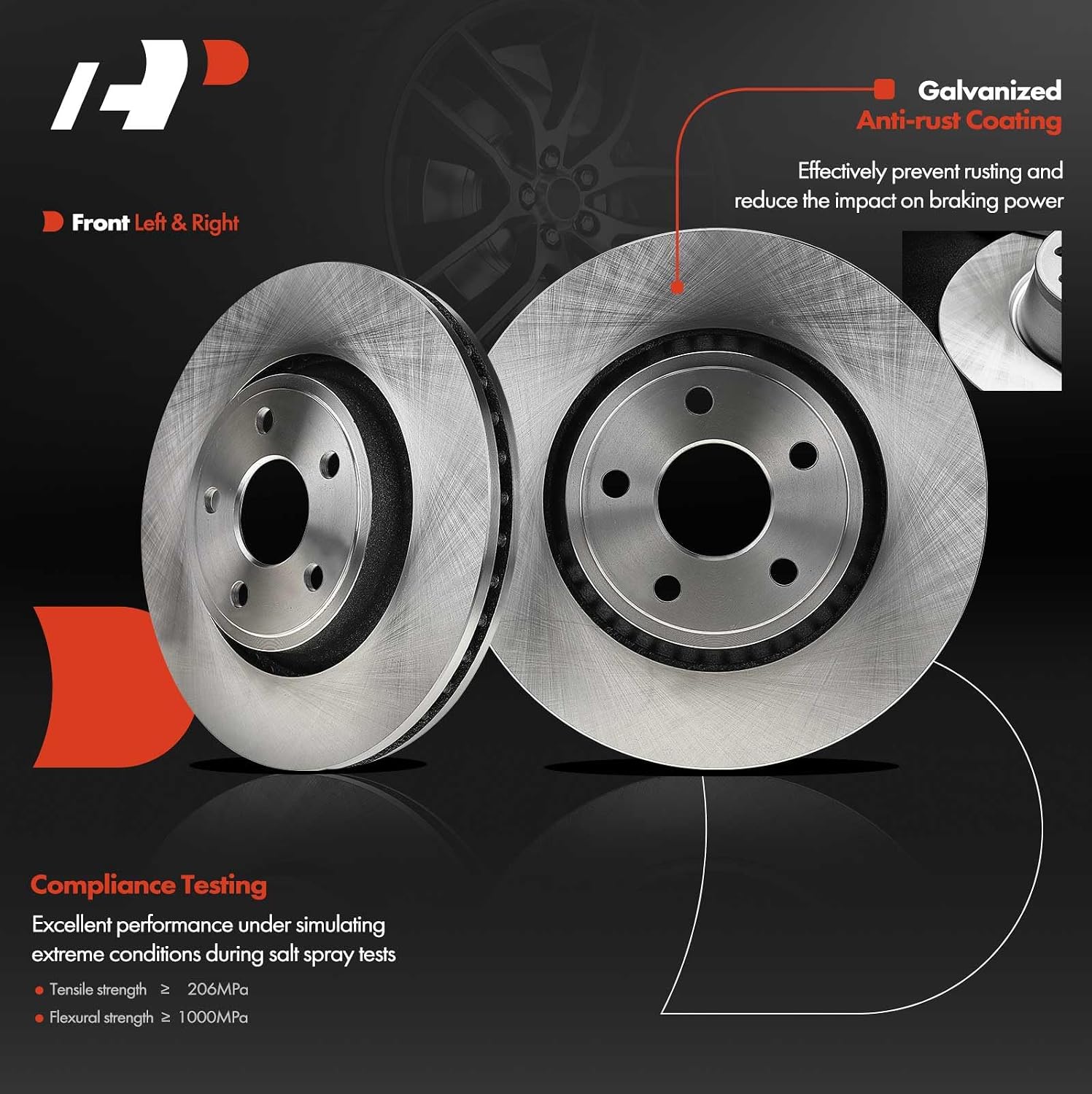 A-Premium 13.78 inch (350mm) Front Vented Disc Brake Rotors Compatible with Select Dodge and Jeep Models - Durango 2011-2020, Grand Cherokee 2011-2020, 2-PC Set