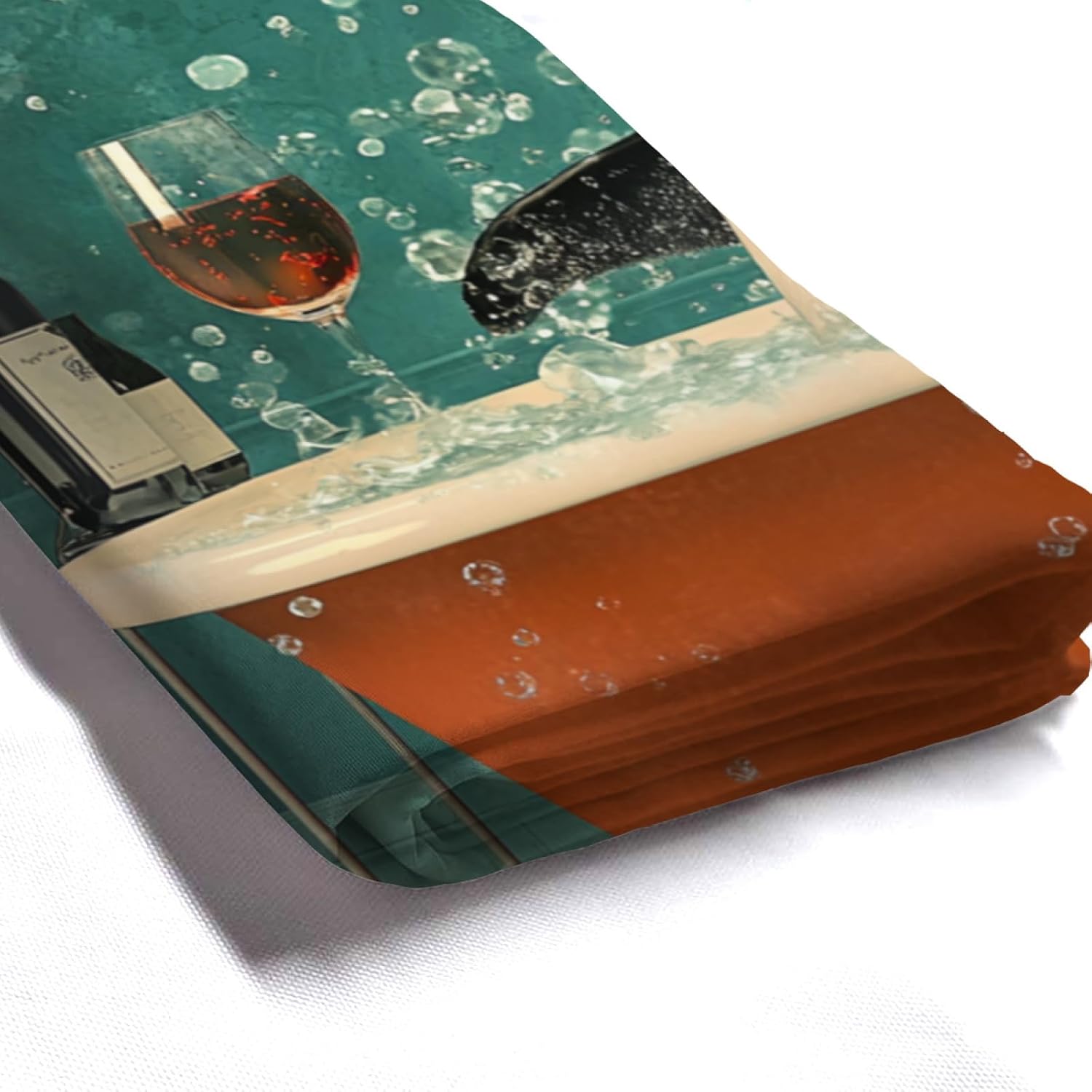 NGZ Funny Penguin Teal Shower Curtain, SPA with Wine, Green Shower Curtain, 72x72 Inches Shower Curtains for Bathroom, Bath Curtains Set with 12 Hooks