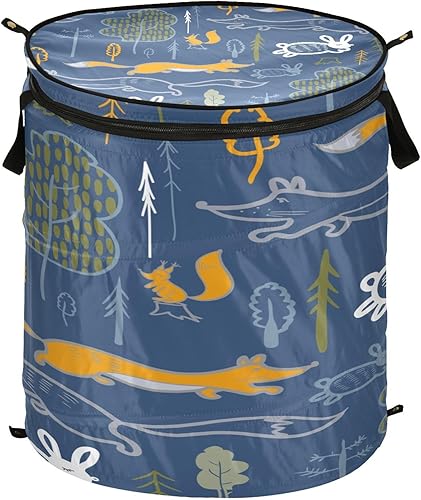 bag tall folding storage bins for bathroom Blue Animal Pattern,botes para ropa sucia