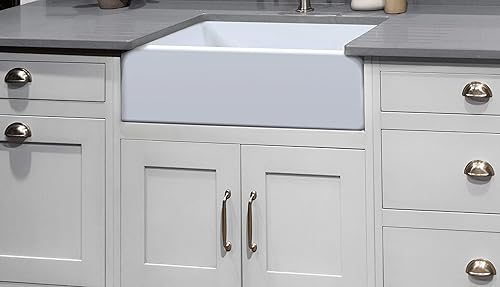 Miniatura 7 de Fregadero de arcilla refractaria blanca de 30 pulgadas, delantal reversible para fregadero de granja, italiano