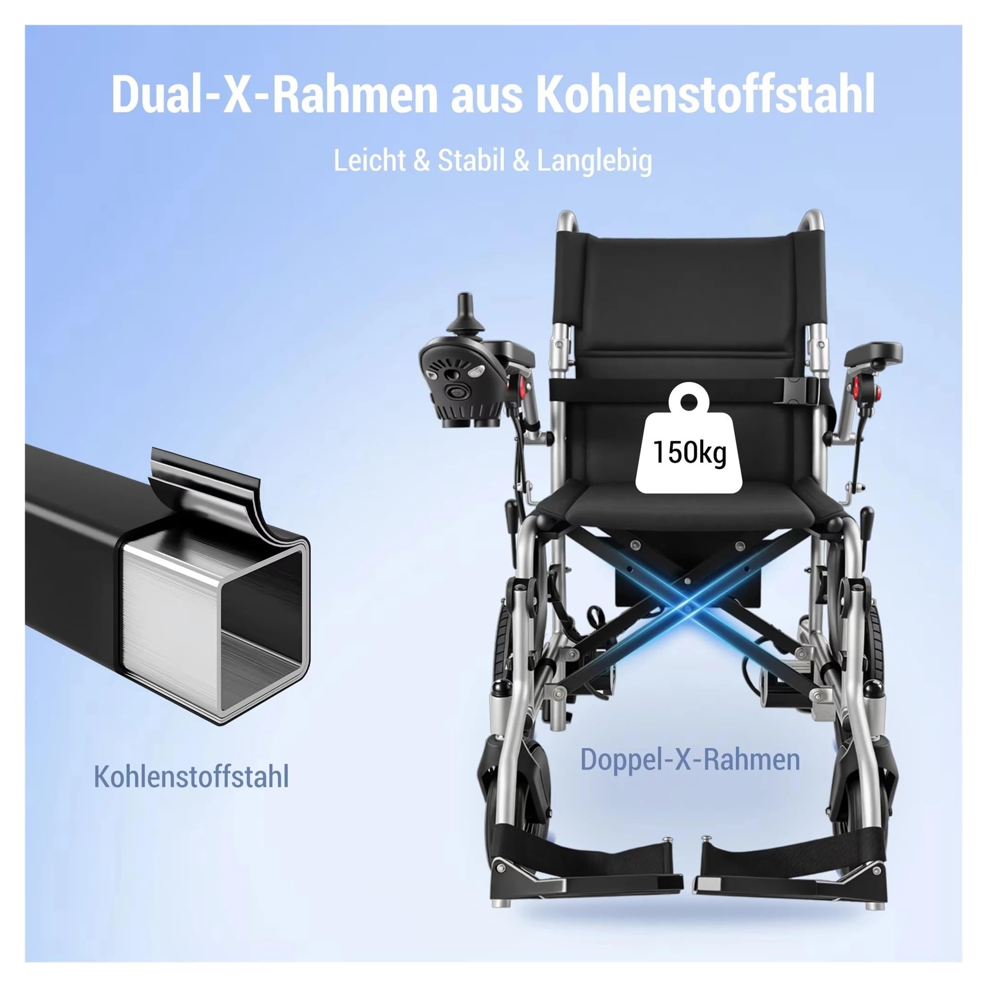 Silla De Ruedas Eléctrica Plegable 500W, Carga Máxima Hasta 150KG, Batería Litio 13Ah, Alcance 24km, Fácil Plegar Y Transportar Movilidad Cómoda Fluida