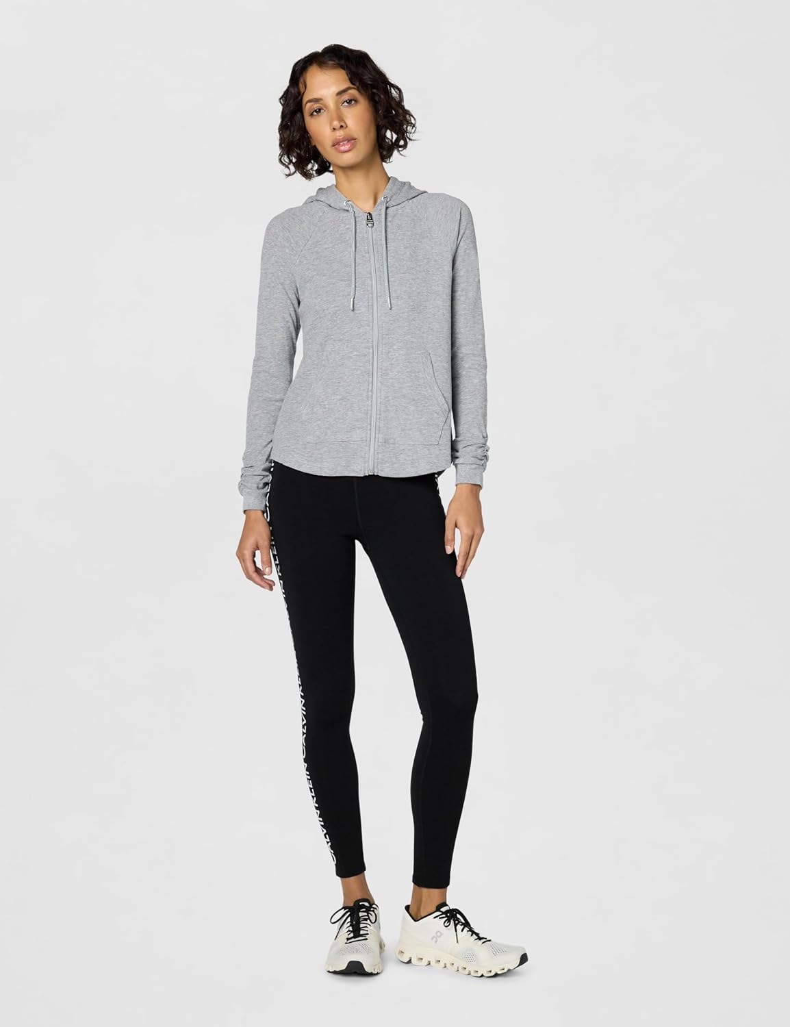 Calvin Klein womens Premium Performance Ruched Long Sleeve Zip Up Hoodie (Standard and Plus) - Image 6