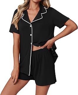 Pajamas Set for Women 2 Piece Pjs Short Sleeve Sleepwear Button Down Lounge Shorts Sets S-XXL