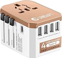 Vista 1 de International Plug Adapter, Unidapt Travel Adapter Worldwide - All in one Universal Charger USB Travel Power Adaptor with 5 USB for EU AU UK USA