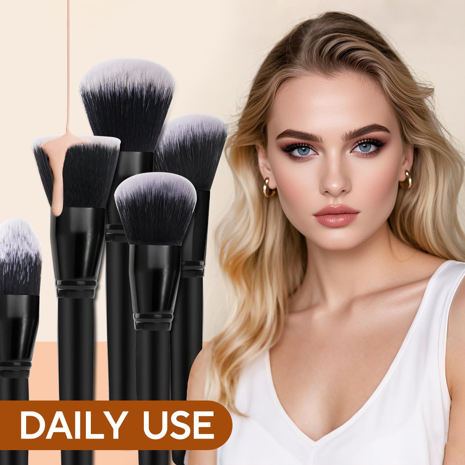 Glamberry Juego de brochas de maquillaje, 15 piezas profesionales de alta calidad para base sintética, contorno, correctores, sombras de ojos, rubor, juego de brochas de maquillaje con estuche