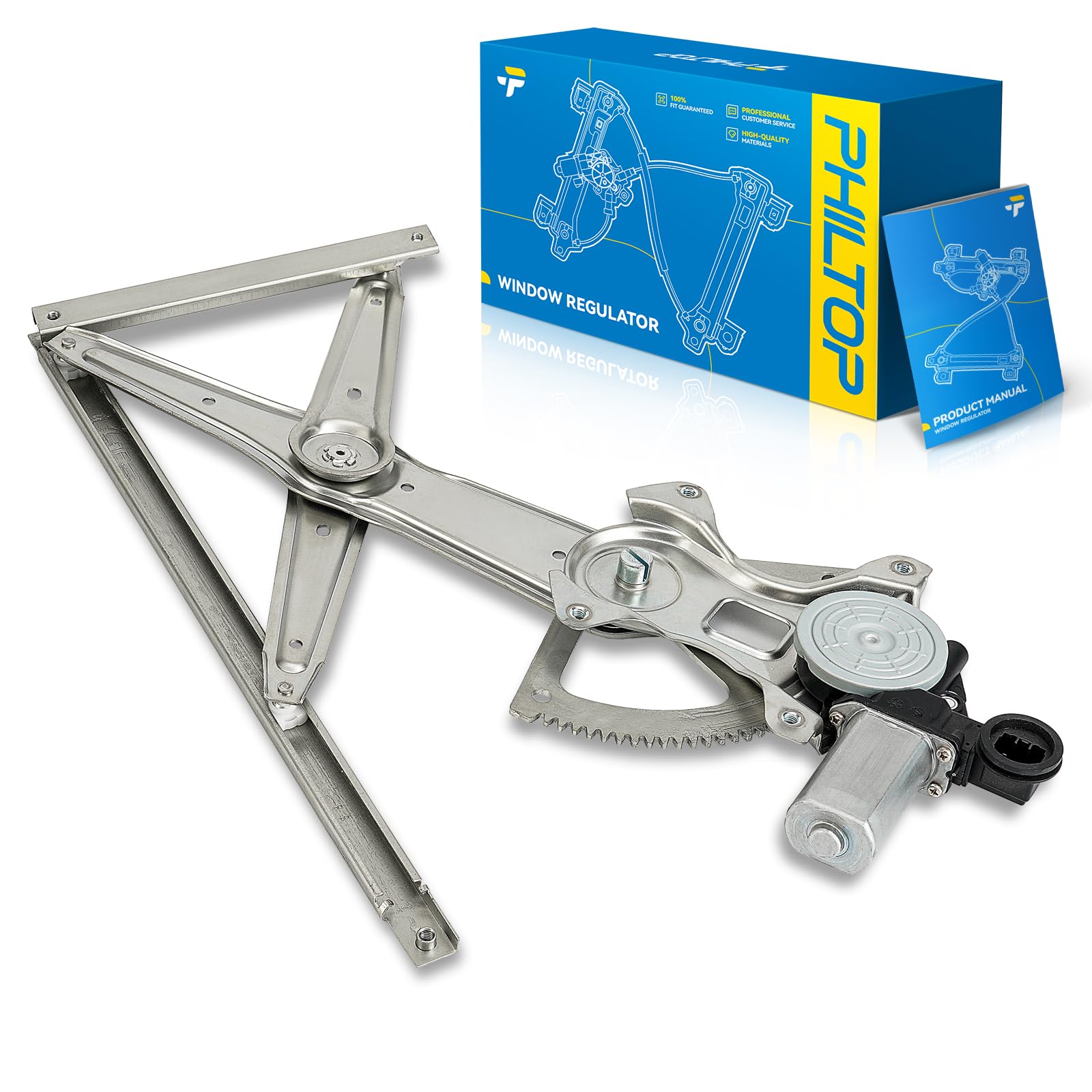 PHILTOP 748-939 Power Window Regulator w/Motor Front Right Passenger Side