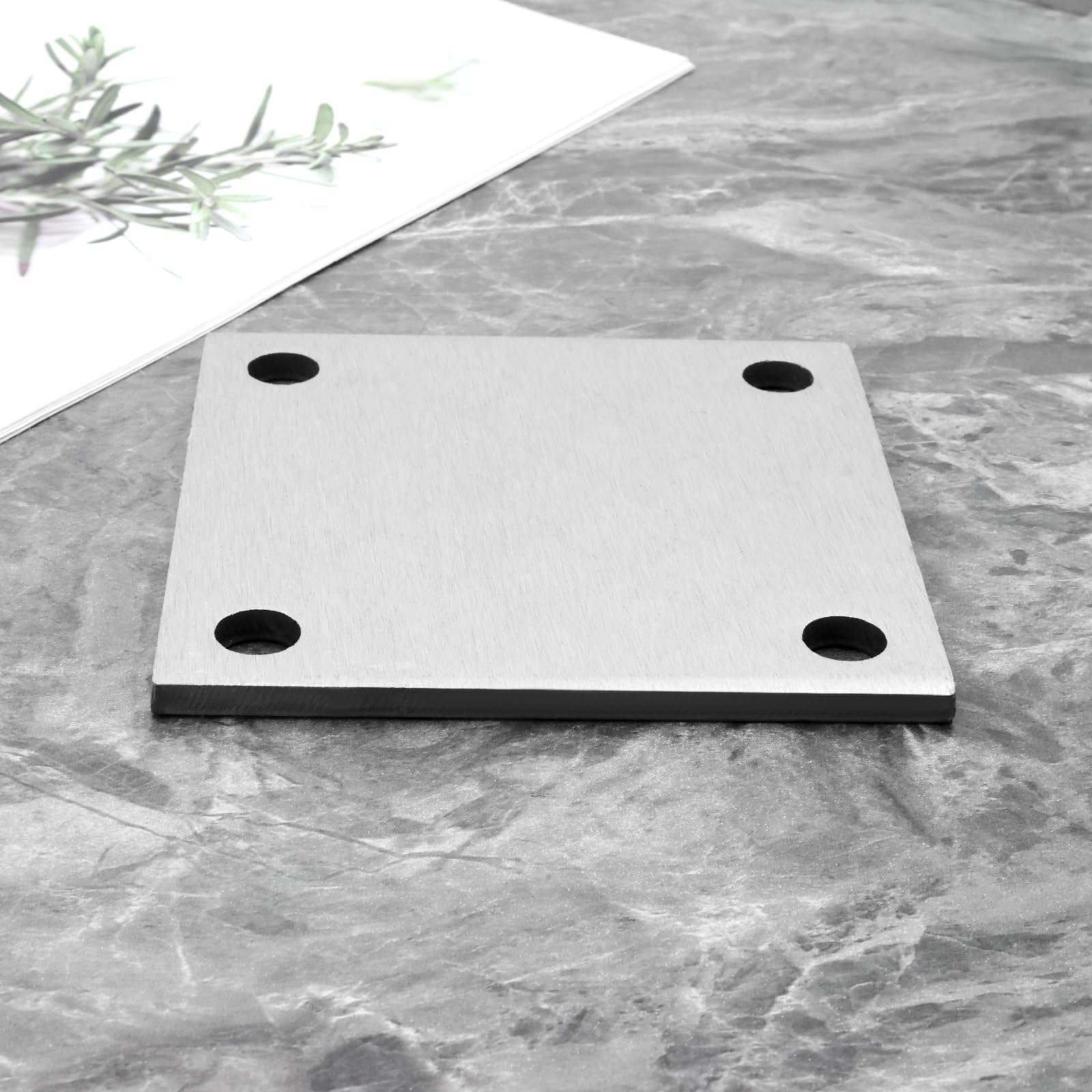 SG Store Lot de 2 Plaques d'ancrage en Acier Inoxydable 304 120 X 120 X 6 Mm 240 Plaques en Acier Inoxydable à Grain Moulu Tôles en Acier Inoxydable