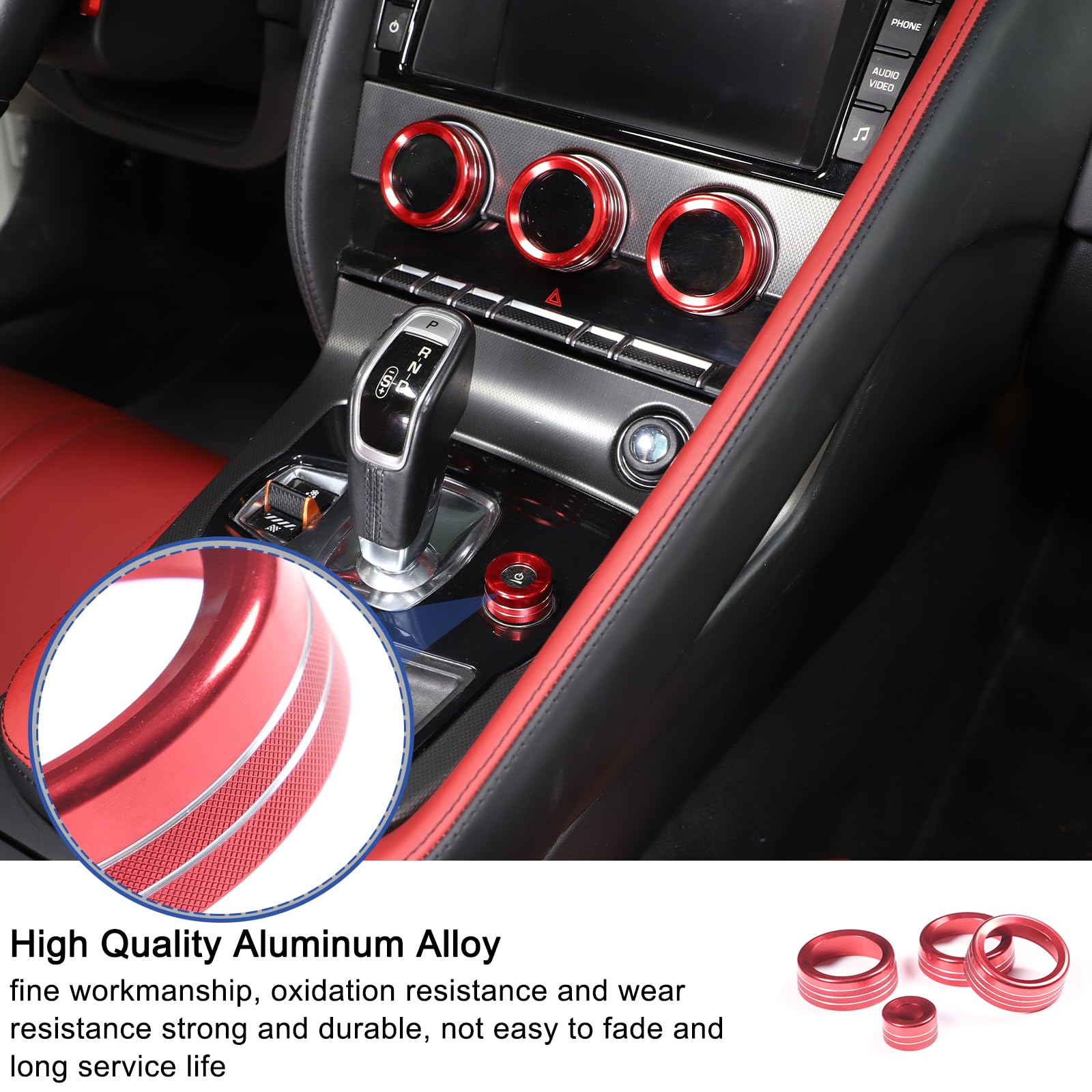 Jaguar F-Type Central Control Knob Cover (2013-2024) – Black Style A, AC & Volume Switch Trim, Easy Install - View #6
