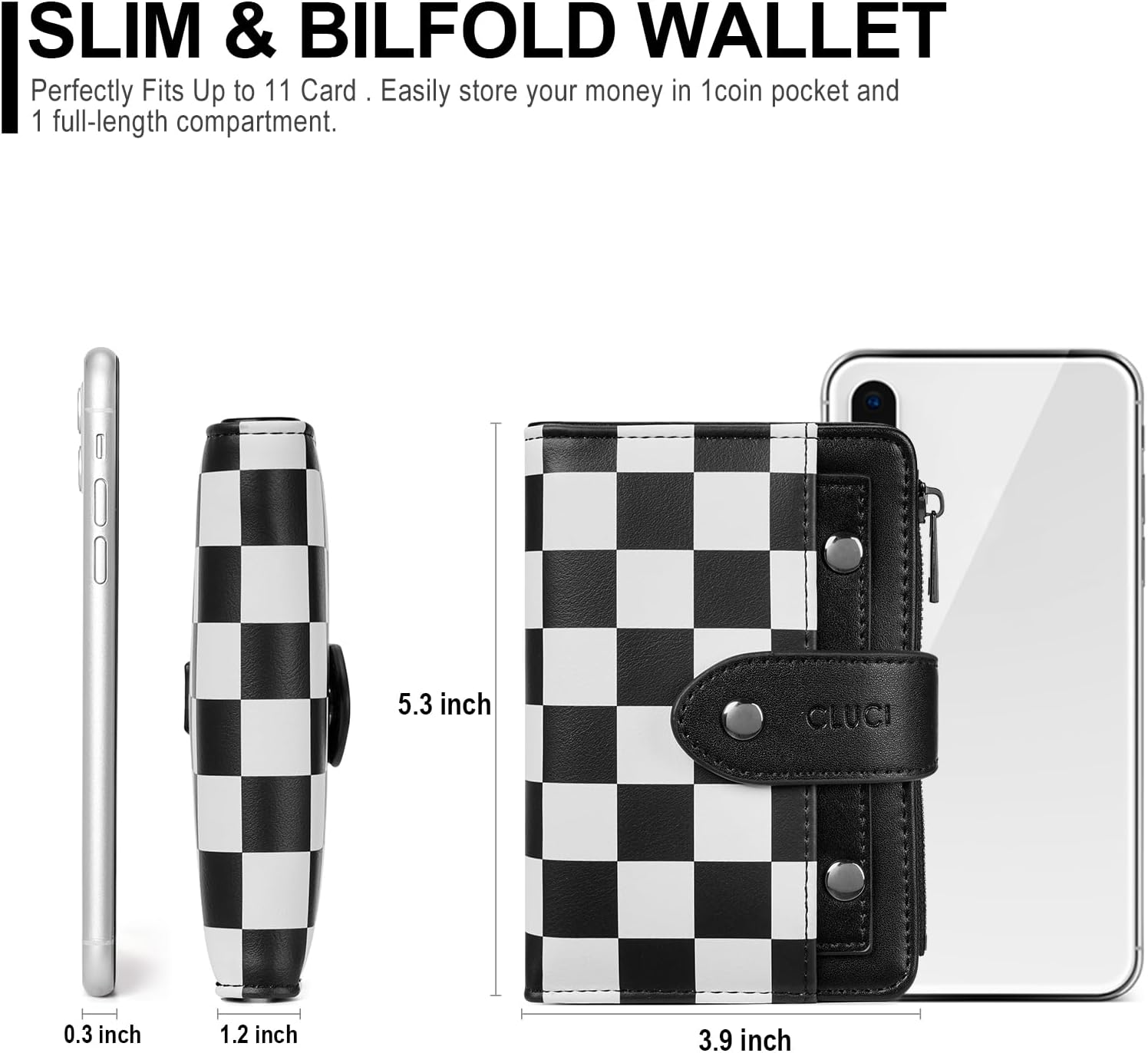 CLUCI Checkered Purses for Women Bundles with Women Wallet